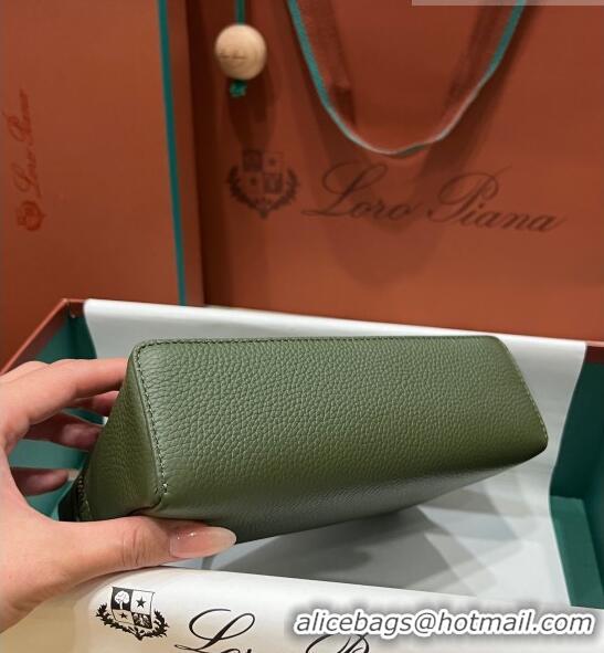 Best Price Loro Piana Extra Pocket L19 Pouch in Calfskin LP5437 Green/Silver 2023