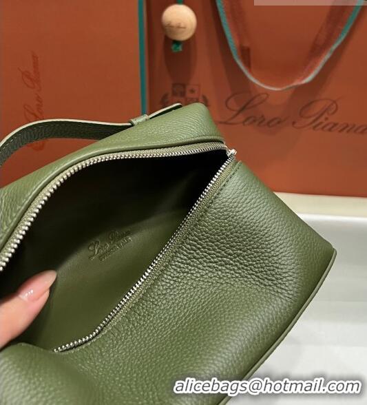 Best Price Loro Piana Extra Pocket L19 Pouch in Calfskin LP5437 Green/Silver 2023