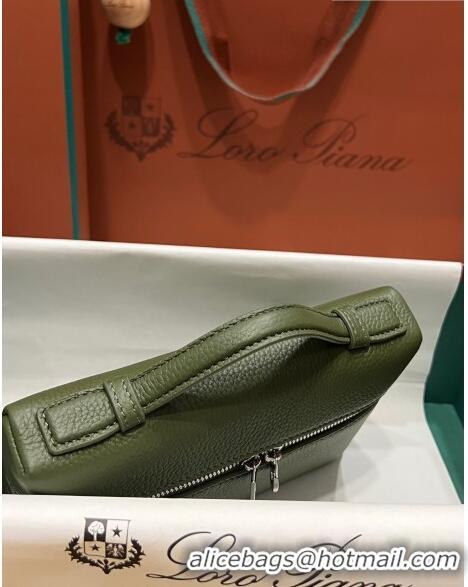 Best Price Loro Piana Extra Pocket L19 Pouch in Calfskin LP5437 Green/Silver 2023