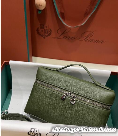 Best Price Loro Piana Extra Pocket L19 Pouch in Calfskin LP5437 Green/Silver 2023