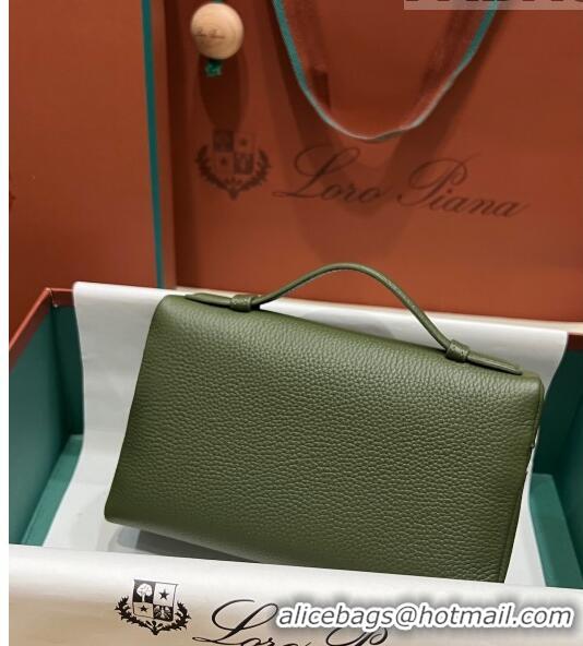 Best Price Loro Piana Extra Pocket L19 Pouch in Calfskin LP5437 Green/Silver 2023