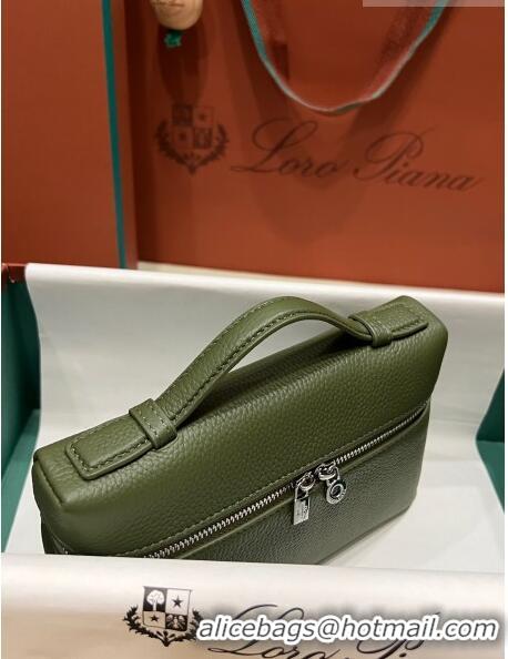 Best Price Loro Piana Extra Pocket L19 Pouch in Calfskin LP5437 Green/Silver 2023