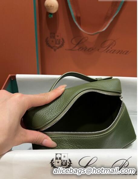 Best Price Loro Piana Extra Pocket L19 Pouch in Calfskin LP5437 Green/Silver 2023