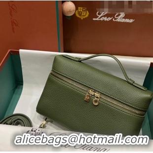 Luxurious Loro Piana Extra Pocket L19 Pouch in Calfskin LP5437 Green/Gold 2023