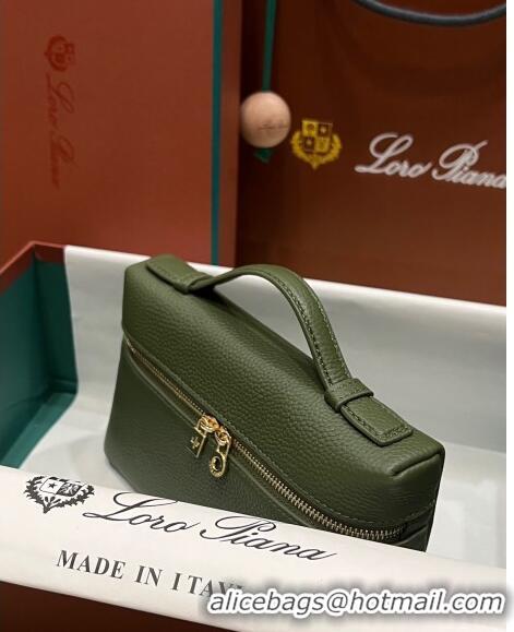 Luxurious Loro Piana Extra Pocket L19 Pouch in Calfskin LP5437 Green/Gold 2023