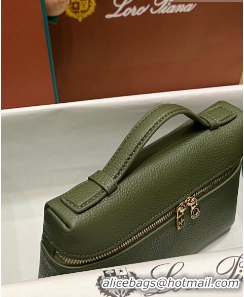 Luxurious Loro Piana Extra Pocket L19 Pouch in Calfskin LP5437 Green/Gold 2023