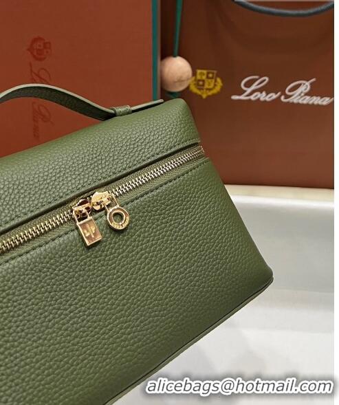 Luxurious Loro Piana Extra Pocket L19 Pouch in Calfskin LP5437 Green/Gold 2023