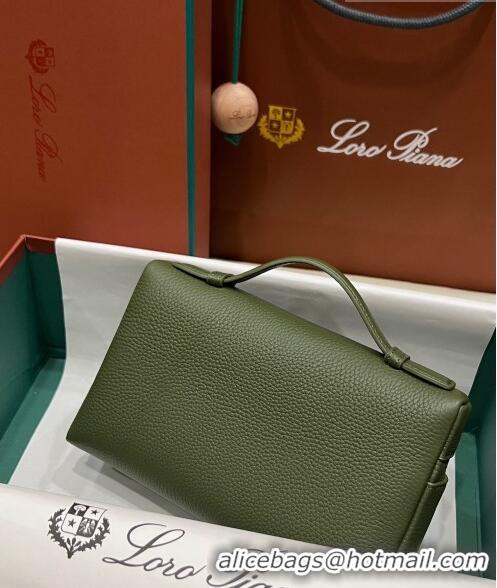 Luxurious Loro Piana Extra Pocket L19 Pouch in Calfskin LP5437 Green/Gold 2023