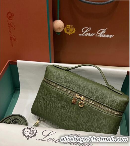 Luxurious Loro Piana Extra Pocket L19 Pouch in Calfskin LP5437 Green/Gold 2023