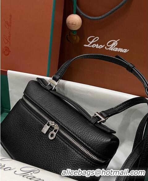 Best Quality Loro Piana Extra Pocket L19 Pouch in Calfskin LP5437 Black/Silver 2023