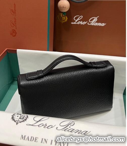 Best Quality Loro Piana Extra Pocket L19 Pouch in Calfskin LP5437 Black/Silver 2023