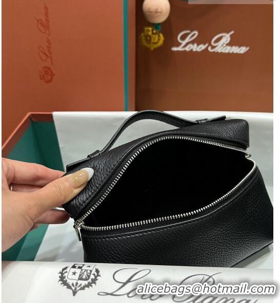 Best Quality Loro Piana Extra Pocket L19 Pouch in Calfskin LP5437 Black/Silver 2023