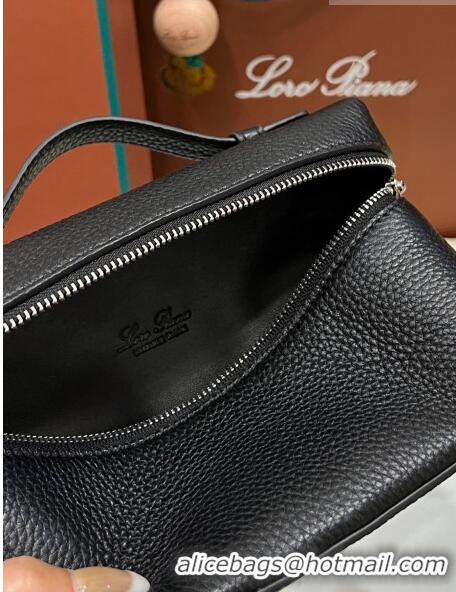 Best Quality Loro Piana Extra Pocket L19 Pouch in Calfskin LP5437 Black/Silver 2023