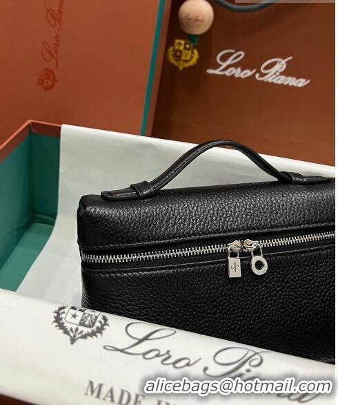 Best Quality Loro Piana Extra Pocket L19 Pouch in Calfskin LP5437 Black/Silver 2023