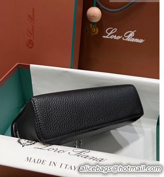 Best Quality Loro Piana Extra Pocket L19 Pouch in Calfskin LP5437 Black/Silver 2023