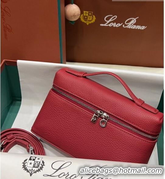 Pretty Style Loro Piana Extra Pocket L19 Pouch in Calfskin LP5437 Deep Red/Silver 2023