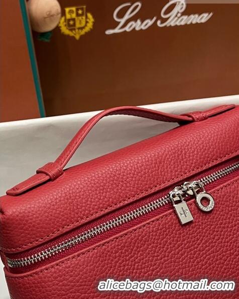 Pretty Style Loro Piana Extra Pocket L19 Pouch in Calfskin LP5437 Deep Red/Silver 2023