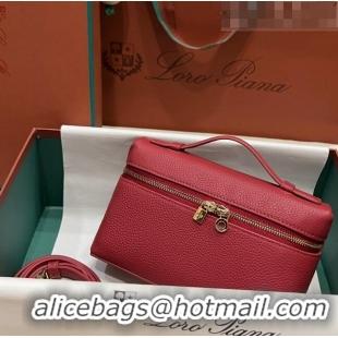 New Fashion Loro Piana Extra Pocket L19 Pouch in Calfskin LP5437 Deep Red/Gold 2023