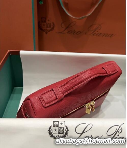 New Fashion Loro Piana Extra Pocket L19 Pouch in Calfskin LP5437 Deep Red/Gold 2023