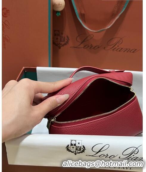 New Fashion Loro Piana Extra Pocket L19 Pouch in Calfskin LP5437 Deep Red/Gold 2023