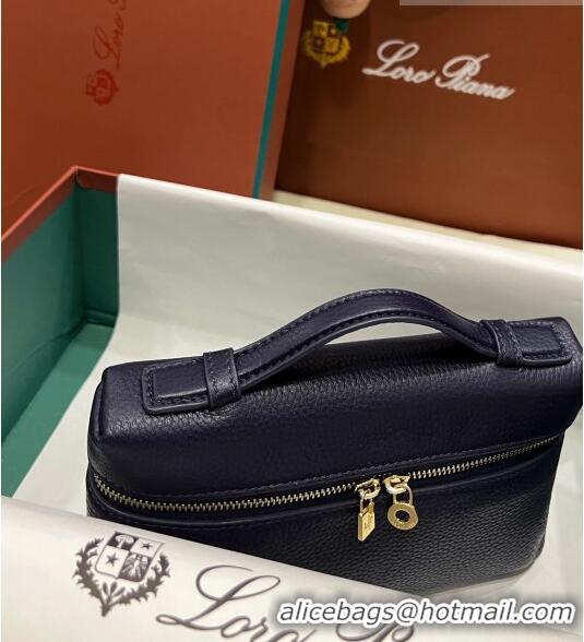 Best Grade Loro Piana Extra Pocket L19 Pouch in Calfskin LP5437 Navy Blue/Gold 2023