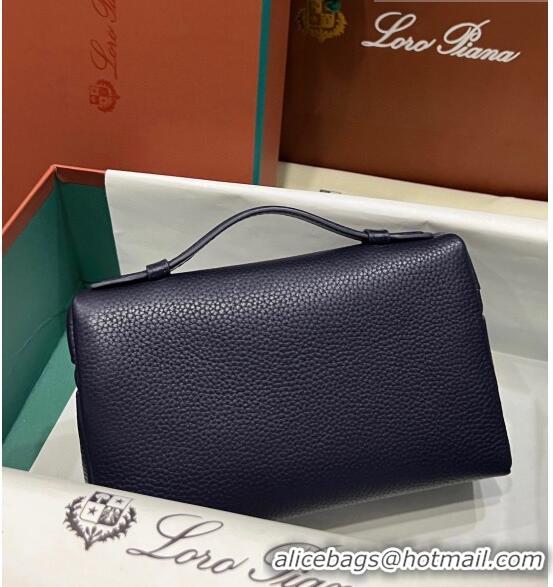 Best Grade Loro Piana Extra Pocket L19 Pouch in Calfskin LP5437 Navy Blue/Gold 2023