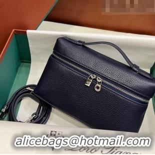 Top Grade Loro Piana Extra Pocket L19 Pouch in Calfskin LP5437 Navy Blue/Silver 2023