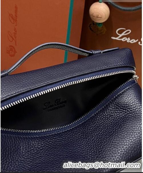 Top Grade Loro Piana Extra Pocket L19 Pouch in Calfskin LP5437 Navy Blue/Silver 2023