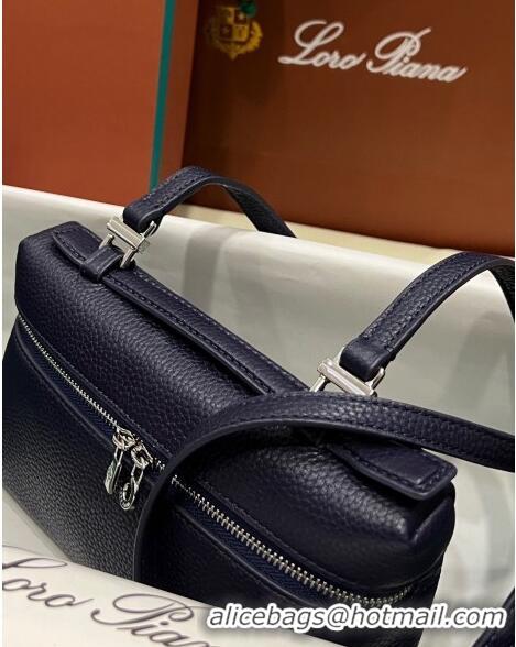 Top Grade Loro Piana Extra Pocket L19 Pouch in Calfskin LP5437 Navy Blue/Silver 2023