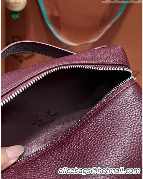 Super Quality Loro Piana Extra Pocket L19 Pouch in Calfskin LP5437 Burgundy/Silver 2023