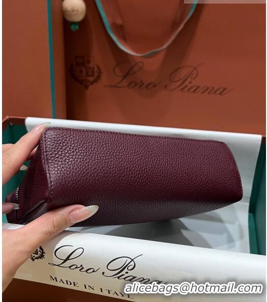 Super Quality Loro Piana Extra Pocket L19 Pouch in Calfskin LP5437 Burgundy/Silver 2023