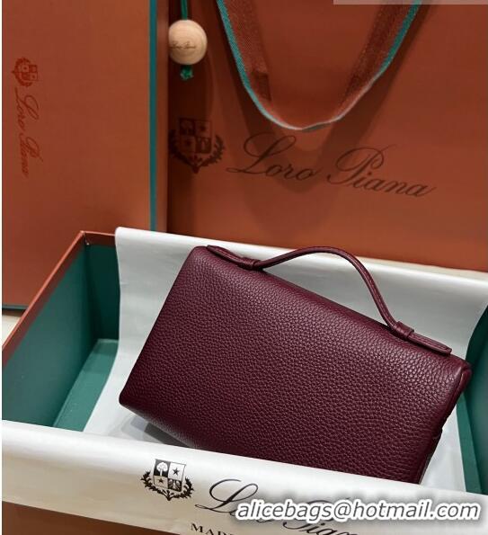 Super Quality Loro Piana Extra Pocket L19 Pouch in Calfskin LP5437 Burgundy/Silver 2023