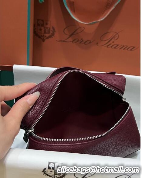 Super Quality Loro Piana Extra Pocket L19 Pouch in Calfskin LP5437 Burgundy/Silver 2023