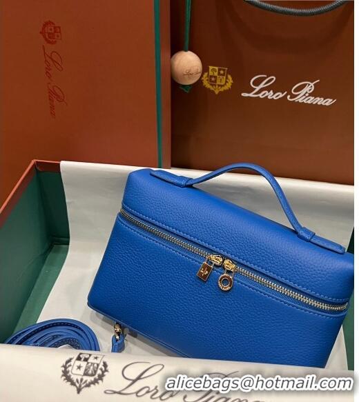 Buy Classic Loro Piana Extra Pocket L19 Pouch in Calfskin LP5437 Blue/Gold 2023