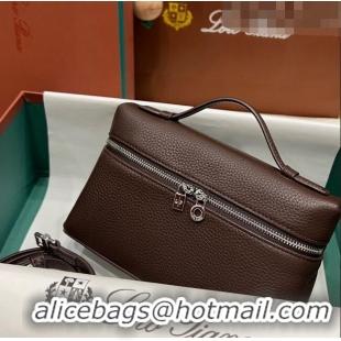 Hot Style Loro Piana Extra Pocket L19 Pouch in Calfskin LP5437 Chocolate/Silver 2023