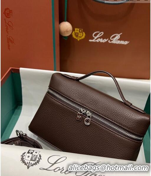 Hot Style Loro Piana Extra Pocket L19 Pouch in Calfskin LP5437 Chocolate/Silver 2023