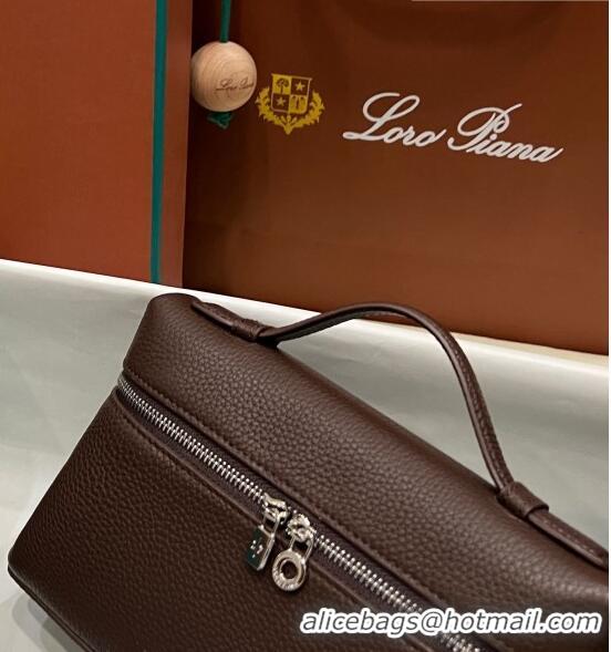 Hot Style Loro Piana Extra Pocket L19 Pouch in Calfskin LP5437 Chocolate/Silver 2023