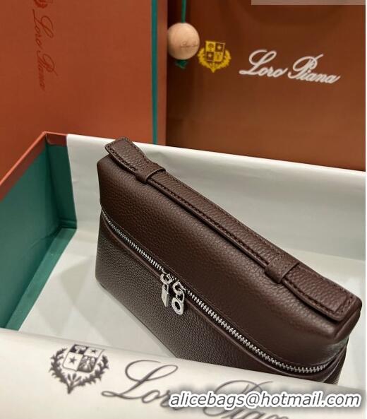 Hot Style Loro Piana Extra Pocket L19 Pouch in Calfskin LP5437 Chocolate/Silver 2023