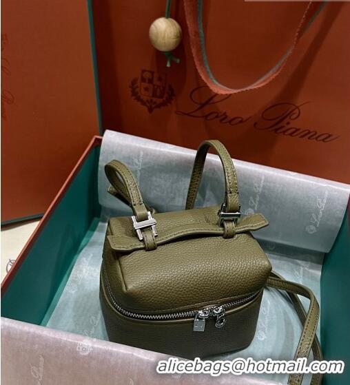 Super Quality Loro Piana Extra Pocket L11.5 Pouch in Calfskin LP5439 Green/Silver 2023