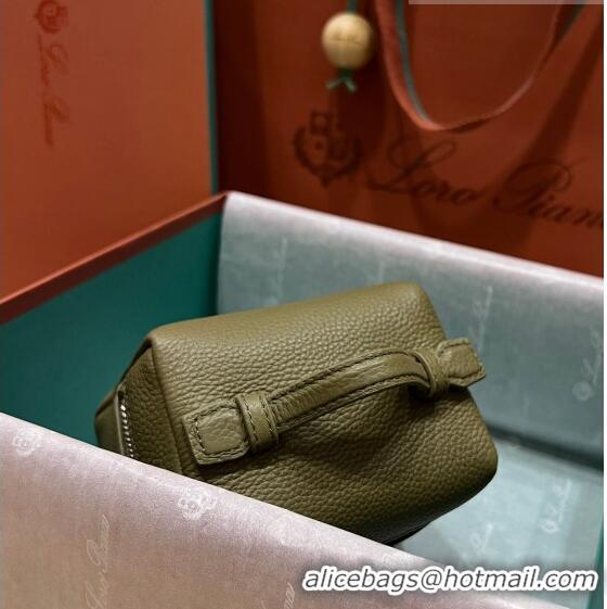 Super Quality Loro Piana Extra Pocket L11.5 Pouch in Calfskin LP5439 Green/Silver 2023