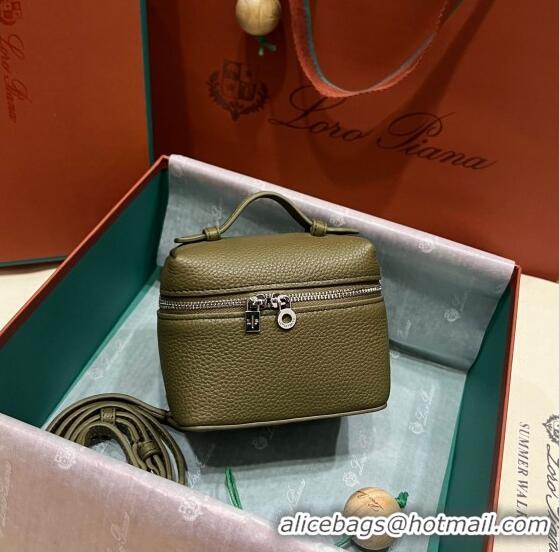 Super Quality Loro Piana Extra Pocket L11.5 Pouch in Calfskin LP5439 Green/Silver 2023