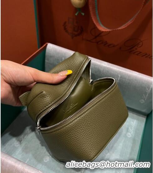 Super Quality Loro Piana Extra Pocket L11.5 Pouch in Calfskin LP5439 Green/Silver 2023