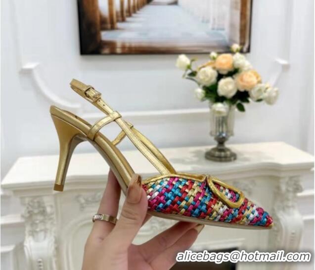 Cheap Price Valentino VLogo Signature Slingback Pumps 7.5cm in Woven Nappa Leather Multicolor 626031