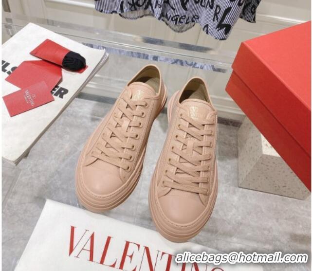 Luxury Valentino Totaloop Nylon Low-top Sneakers Rose Beige 0626036