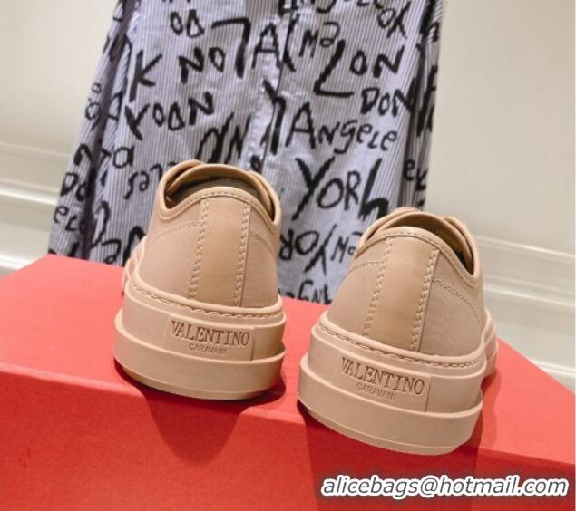 Luxury Valentino Totaloop Nylon Low-top Sneakers Rose Beige 0626036