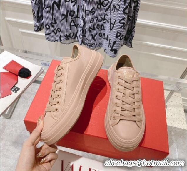 Luxury Valentino Totaloop Nylon Low-top Sneakers Rose Beige 0626036