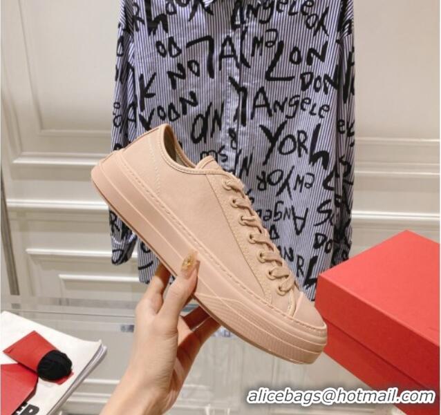 Luxury Valentino Totaloop Nylon Low-top Sneakers Rose Beige 0626036