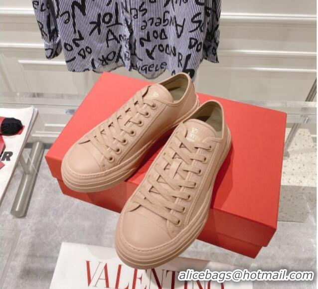 Luxury Valentino Totaloop Nylon Low-top Sneakers Rose Beige 0626036