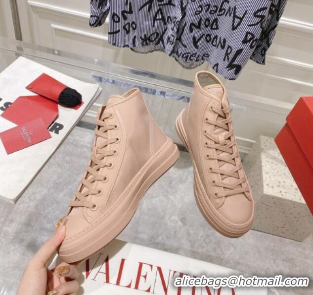 Stylish Valentino Totaloop Nylon High-top Sneakers Rose Beige 0626037