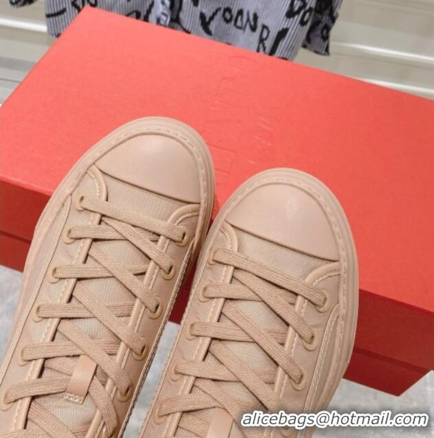 Stylish Valentino Totaloop Nylon High-top Sneakers Rose Beige 0626037